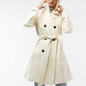 Express Wool Blend Belted Peacoat Cream White S